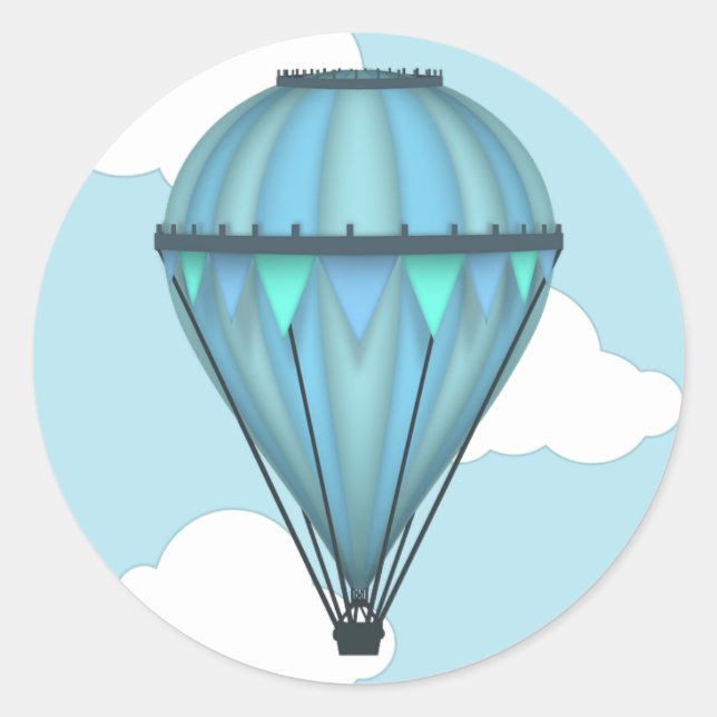 Blue Sky und Clouds Hot Air Ballonaufkleber Runder Aufkleber (Vorderseite)