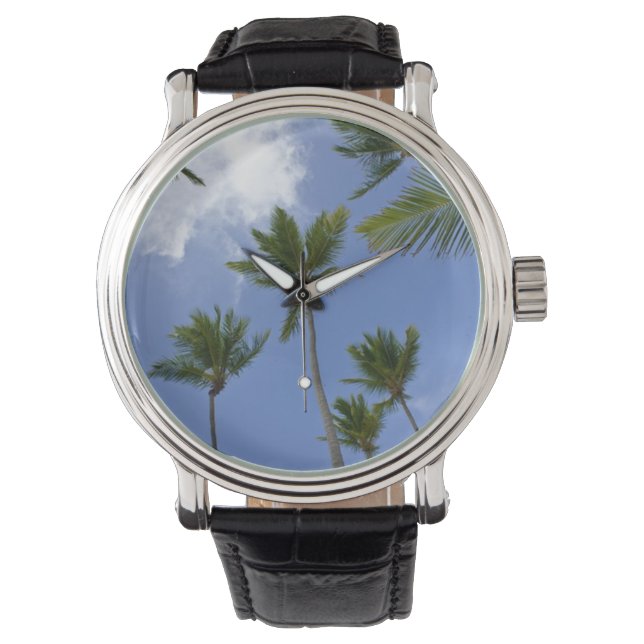 Blue Sky und Palm Trees Armbanduhr (Vorderseite)