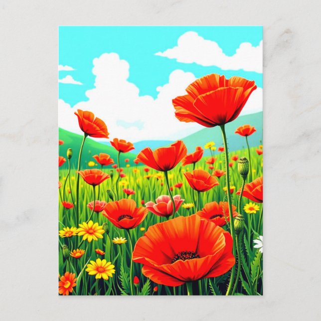 Blue Sky und Poppies Postkarte (Vorderseite)