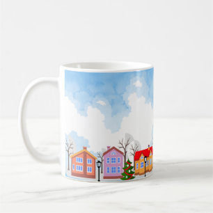 Blue Sky Vorstädte zu Weihnachten Kaffeetasse