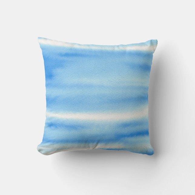 Blue Sky Watercolor Abstrakt Pillow Kissen (Vorderseite)