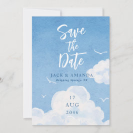 Blue Sky Watercolor Wedding Enregistrer les cartes
