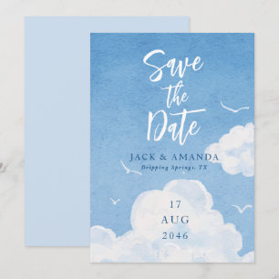 Blue Sky Watercolor Wedding Enregistrer les cartes