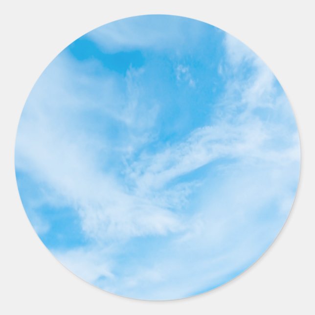 Blue Sky White Clouds Blank Template Elegant Runder Aufkleber (Vorderseite)