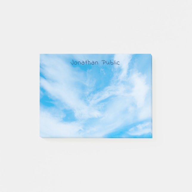 Blue Sky White Clouds Moderne Elegantes Berufliche Post-it Klebezettel (Vorderseite)