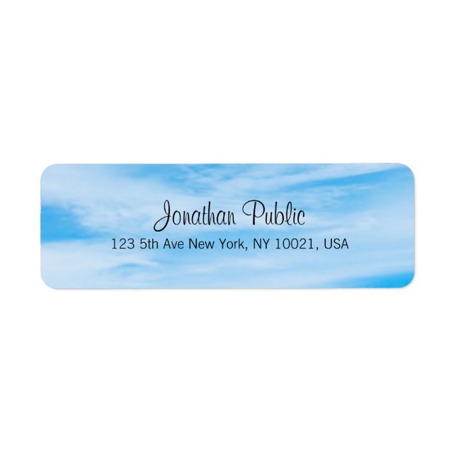 Blue Sky White Clouds Modernes, elegantes Script T (Vorne)