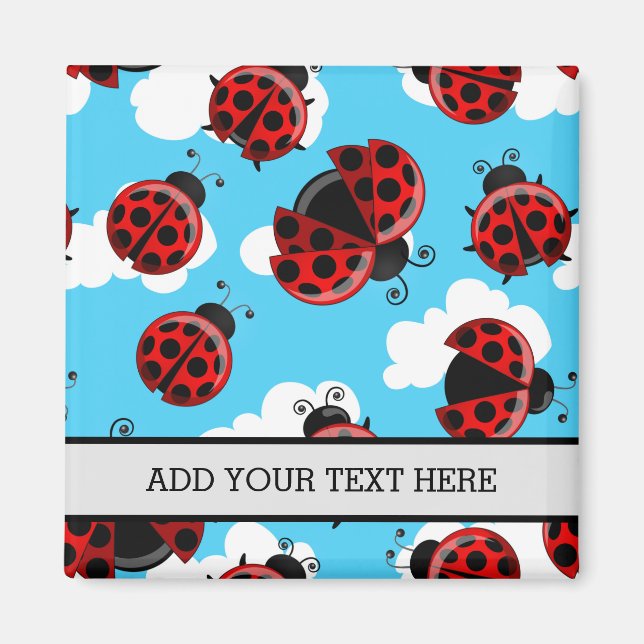 Blue Sky White Clouds Red Ladybug Beetle Insect Magnet (Vorne)