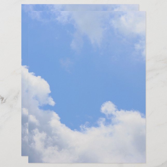 Blue Sky White Clouds Scrapbook Paper (Vorne/Hinten)