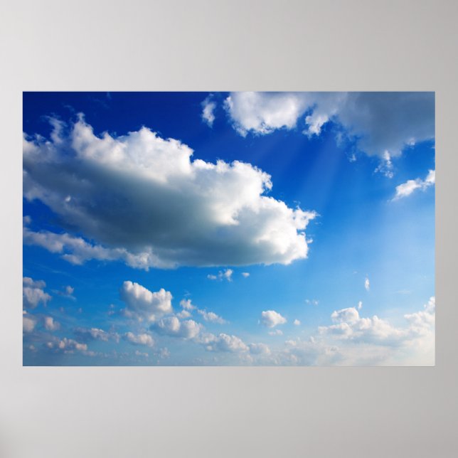 Blue sky with cloud closeup. poster (Vorne)