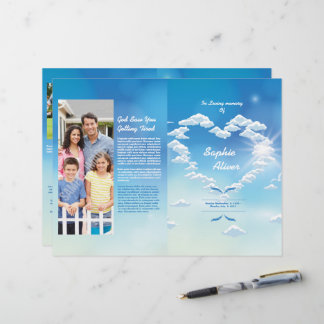Blue Skyer Funeral Program Template