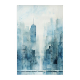 Blue Skyline Acryl Wandkunst