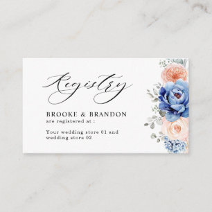 Blue Slate Dusty Blush Pink Wedding Registry Begleitkarte
