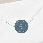 Blue Slate Familienname Rücksendeadresse Runder Aufkleber<br><div class="desc">Blue Slate Family Name Rücksendeadresse Classic Round Aufkleber enthält Ihren Familiennamen und Ihre Adresse in Weiß mit einer blauen Schieferfarbe. Karo die passenden Hochzeitsartikel hier https://www.zazzle.com/collections/sage_layered_geometric_blue_slate_wedding-119021046856867346 Personalisieren Sie sie durch Ersetzen des Platzhaltertextes. Für weitere Optionen, wie zum Beispiel den Schriftart zu ändern, ist es die Größe und Abstand zwischen den...</div>