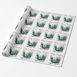 Blue Sled Baby Rentier Geschenkpapier