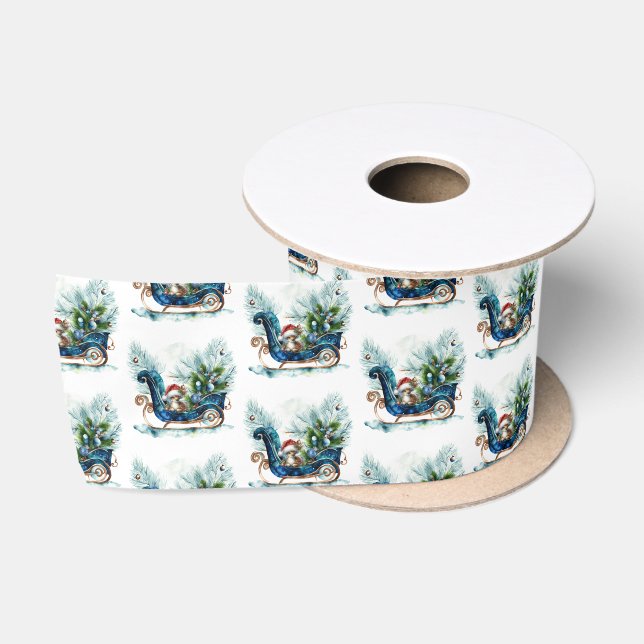 Blue Sled Baby Rentier Satinband (Spule)