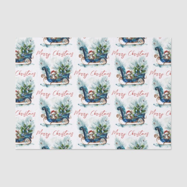 Blue Sled Baby Rentier Seidenpapier (Vorderseite)