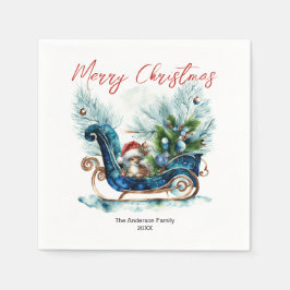 Blue Sled Baby Rentier Weihnachten Serviette