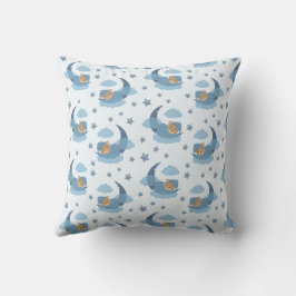 Blue Sleeping Baby Bear auf Mondwolken & Sternen Kissen