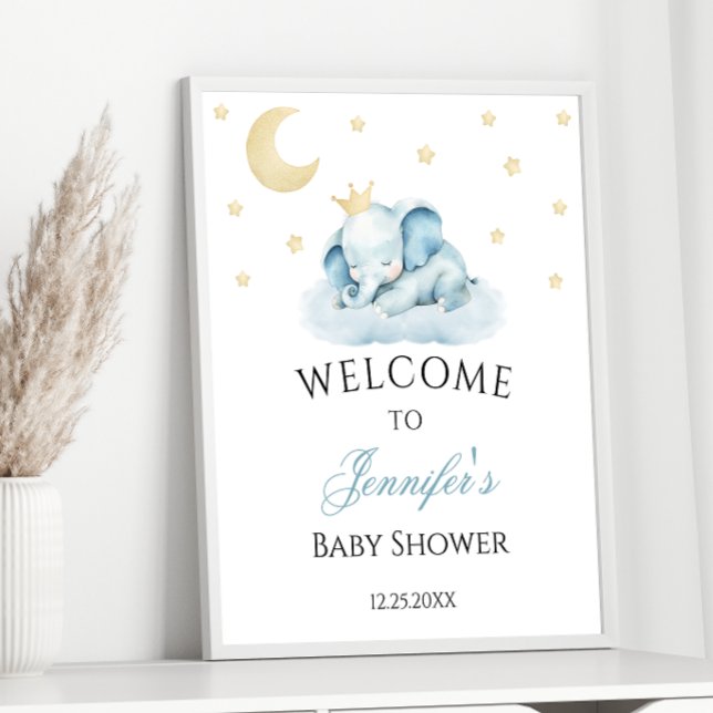 Blue Sleepy Elephant Baby Boy Dusche Willkommen Poster (Von Creator hochgeladen)