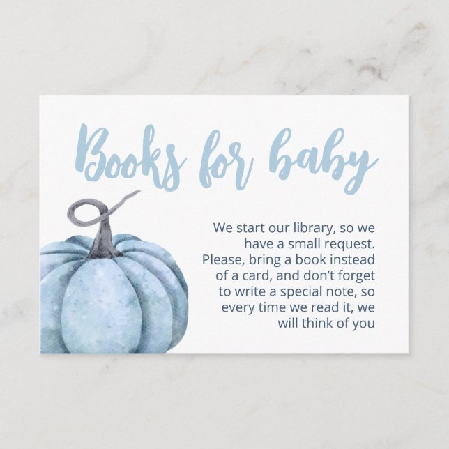 Blue Small Pumpkin Boy Baby Dusche Begleitkarte (Vorderseite)