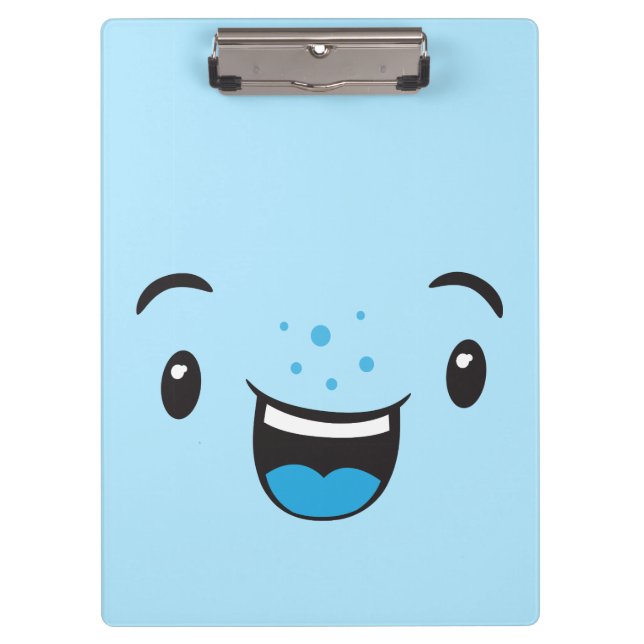 Blue Smilan Kawaii Face Clip Board Klemmbrett (Vorderseite)