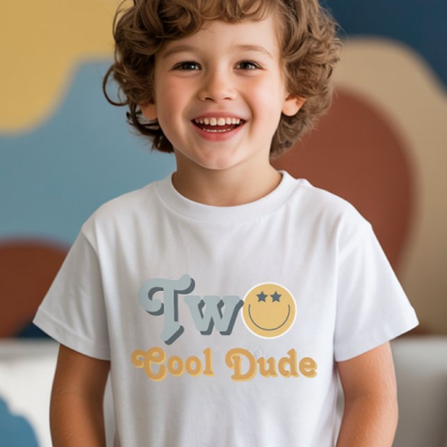Blue Smile Two Cool Dude Boys 2nd Birthday T-Shirt (Von Creator hochgeladen)