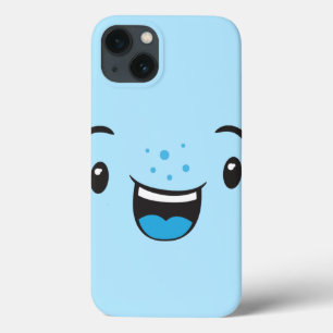 Blue Smiling Kawaii Face Air Fall iPhone 13 Hülle
