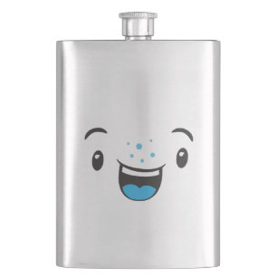 Blue Smiling Kawaii Face Flask Flachmann
