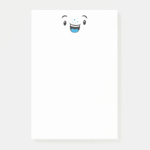 Blue Smiling Kawaii Face Mitteilungskarten Post-it Klebezettel