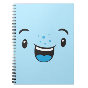 Blue Smiling Kawaii Face Notebook Notizblock
