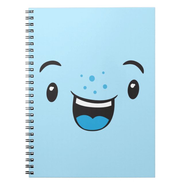 Blue Smiling Kawaii Face Notebook Notizblock (Vorderseite)
