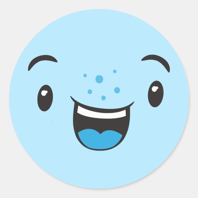 Blue Smiling Kawaii Face Stickers (Vorderseite)
