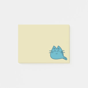 Blue Smilly Kitty Cat Post-it Klebezettel