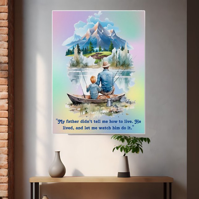 Blue Smoky Mountain Cloud Lakeside Fischen Vater S Poster (Blue Smoky Mountain Cloud Lakeside Fishing Dad Son Poster)