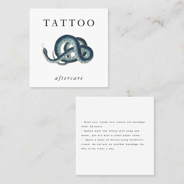 Blue Snake Tattoo Aftercare Instructions Modern Quadratische Visitenkarte (Vorne/Hinten)