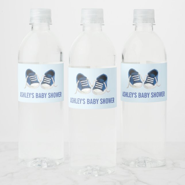 Blue Sneakers Baby Dusche Wasserflaschen Labels (Flaschen)