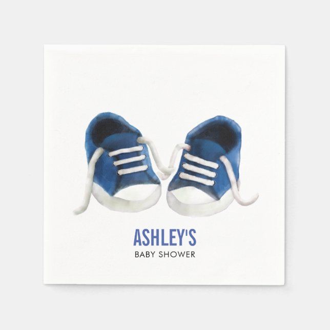 Blue Sneakers Baby Shower Napkins, Baby Dusche Serviette (Vorderseite)