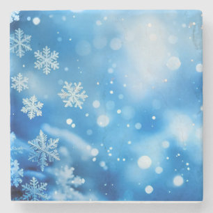 Blue Snow Flakes Hintergrund Textur Digitale Kunst Steinuntersetzer