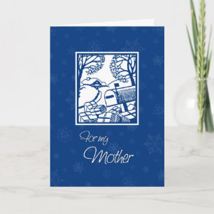 Blue Snow Scene Mutter Weihnachtskarte Feiertagskarte