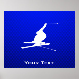 Blue Snow Ski Poster
