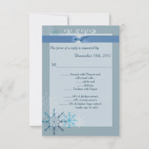 Blue Snowflake 3.5x5 Vertikale R.S.V.P. Antwortkar Einladung