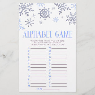 Blue Snowflake Alphabet Baby Showspiel Briefpapier