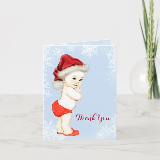 Blue Snowflake Baby Boy Douche Merci (Devant)