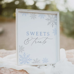 Blue Snowflake Baby Dusche Süßigkeiten und Leckere Poster