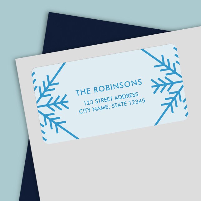 Blue Snowflake Border Rücksendeadresse Adressaufkleber (Von Creator hochgeladen)