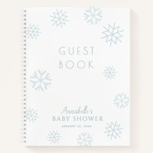 Blue Snowflake Boy Baby Showroom Gästebuch Notizbuch