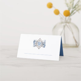 Blue Snowflake Brooch Holiday Table Platzkarte