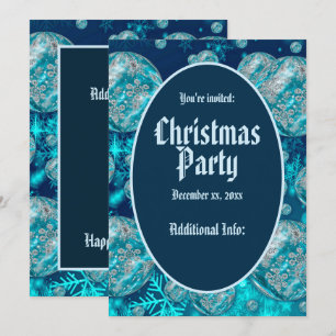Blue Snowflake Bubbles Fête Invitation