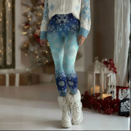 Blue Snowflake Christmas Leggings