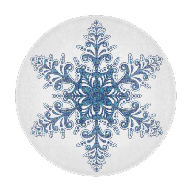 Blue Snowflake Cutting Board Schneidebrett (Vorderseite)